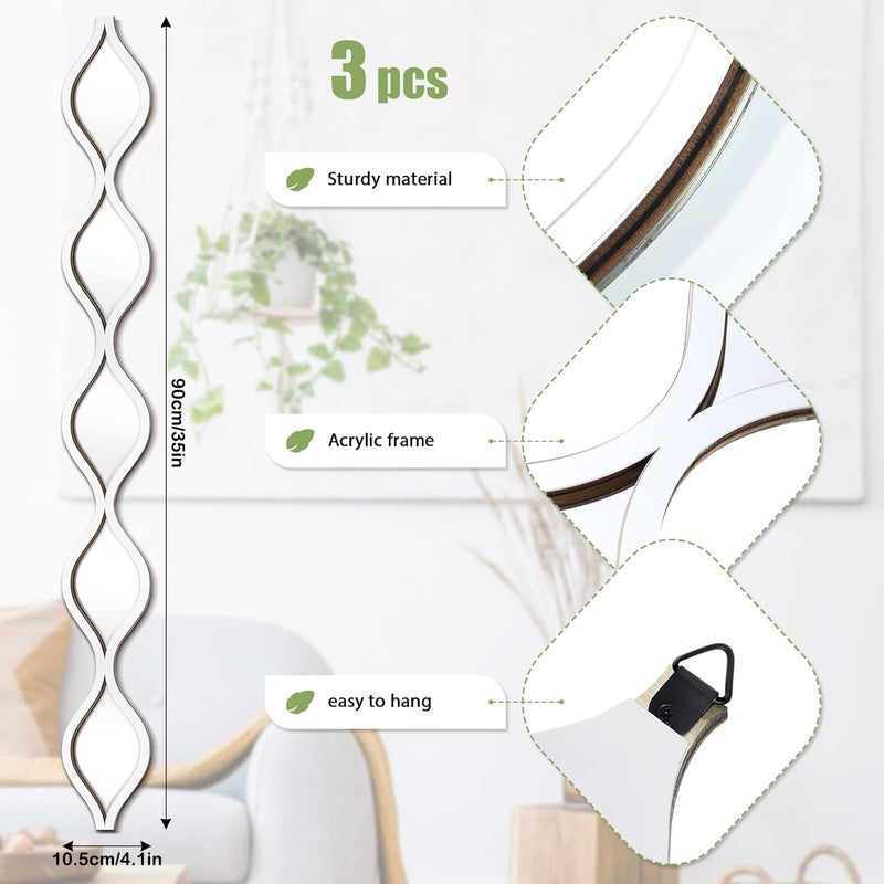 Yulejo ديكور حائط مرآة على شكل قطرة ماء من أكريليك يوليجو 3 قطع - Image 2