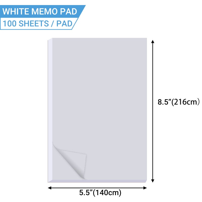 zmybcpack 10 Pack Memo Pads 5.5x8.5 Inch, White Note Pads -Scratch Pads - Writing pads, 100 Sheets Each Pad - Image 2