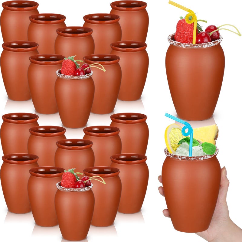 Gejoy Cantaritos De Barro Mexicanos 16 oz Cantaritos Shooters Pottery Taco Tuesday Mexican Clay Cup Fiesta De Barro Mexicanos Cocktail Cups Cocktail Glasses for Margaritas Mojitos20 Sets