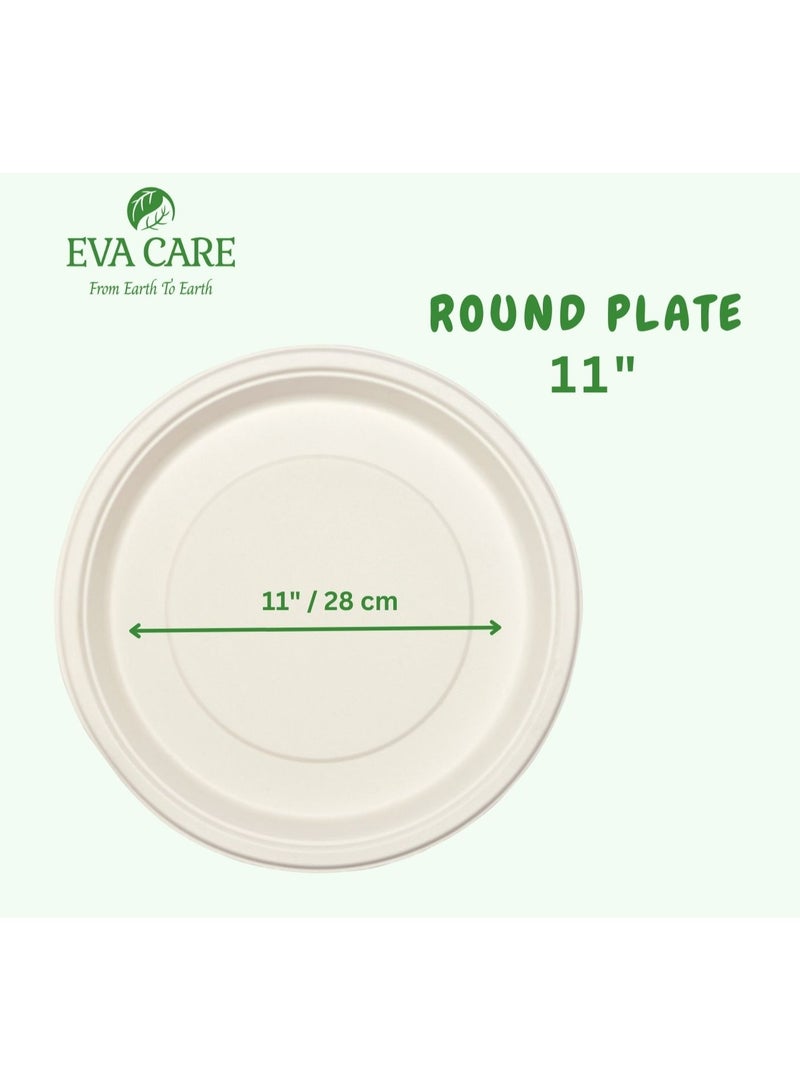 Eva Care 11" ROUND DISPOSABLE PLATE (BIODEGRADABLE, PACK OF 50) - Image 3