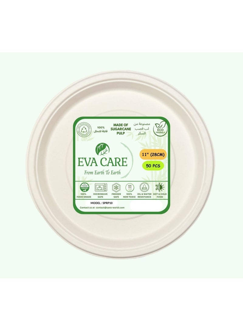 Eva Care 11" ROUND DISPOSABLE PLATE (BIODEGRADABLE, PACK OF 50) - Image 4