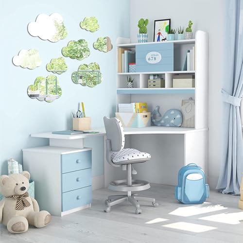Incrizma 3D Acrylic Cloud Shape Mirror Wall Art Decor Removable Self Adhesive Decorative Cloud Mirror Stickers Decals for Kids Girls Bedroom Bathroom Playroom Living Room Nursery Decoration (Silver) - Image 4