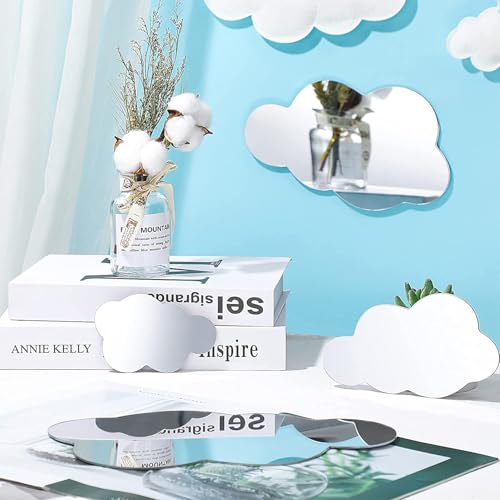 Incrizma 3D Acrylic Cloud Shape Mirror Wall Art Decor Removable Self Adhesive Decorative Cloud Mirror Stickers Decals for Kids Girls Bedroom Bathroom Playroom Living Room Nursery Decoration (Silver) - Image 3