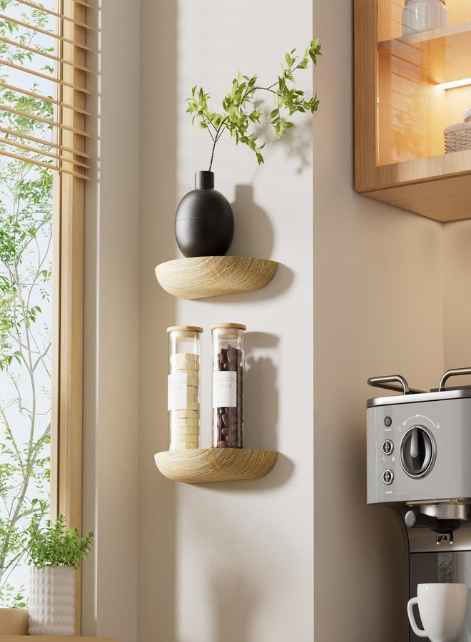 QsQueen Solid Wood Half Round Floating Wall Shelves | Elegant Floating Shelves, Elevate Your Space. Perfect for Living Rooms, Bathrooms, Bedrooms, Offices, Children's Rooms - Image 4