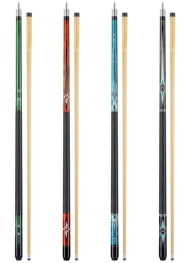 Winucue Pool Cue Set of 4, 58 inch Maple Billiard Pool Cue Sticks for Adults with 13mm Tip, 18 19 20 21oz Professional Pool Sticks with Anti-Slip Thread Wrapping for House Bar Billiard Sport - Image 1