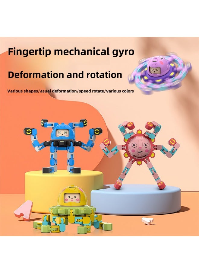 Generic - Trembling Fingertips Mechanical Face-changing Gyro Decompression Children's Mechanical Deforming Gyro Luminous Finger Spiral Fingertips-Color:Chinese Box-luminous Orange - Image 1