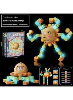 Trembling Fingertips Mechanical Face-changing Gyro Decompression Children's Mechanical Deforming Gyro Luminous Finger Spiral Fingertips-Color:Chinese Box-luminous Orange
