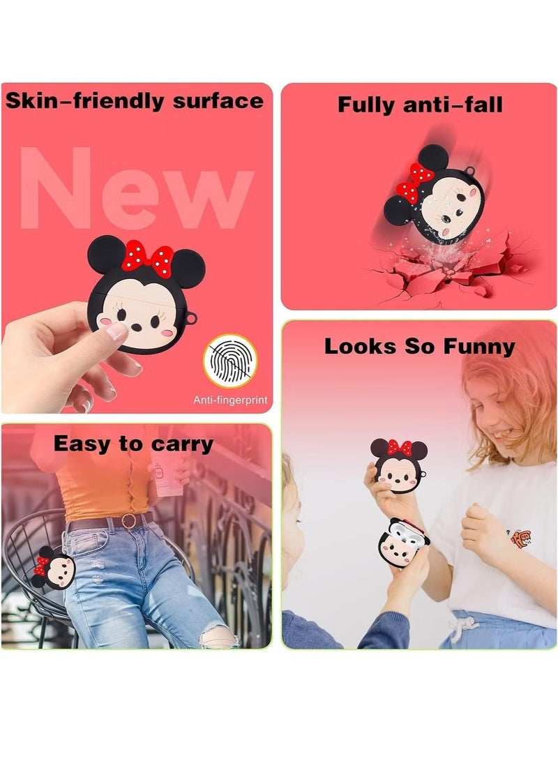 Case Soft Silicone Shockproof Cover for Apple Airpods 4 New 3D Cute Cartoon Creative Fun Case Skin with Keychain Design - Image 3