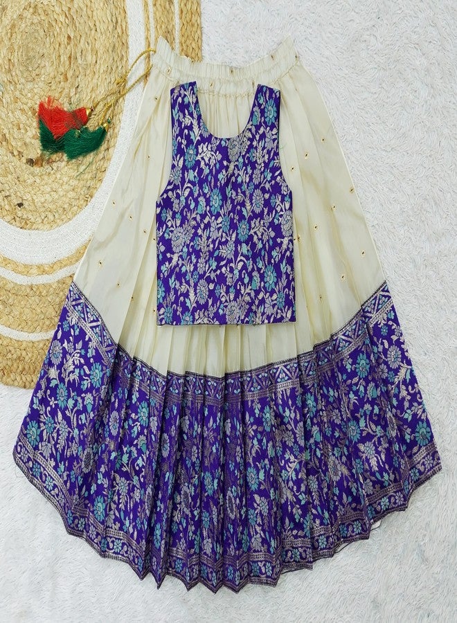 comrate فستان باتو بافاداي ليهينغا تشولي تقليدي جاهز للبنات الصغيرات باللون الأزرق الملكي الهندي الجنوبي - 4-5 سنوات - Image 2