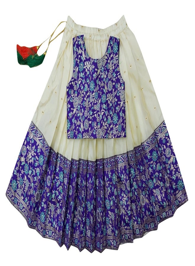 comrate فستان باتو بافاداي ليهينغا تشولي تقليدي جاهز للبنات الصغيرات باللون الأزرق الملكي الهندي الجنوبي - 4-5 سنوات - Image 1