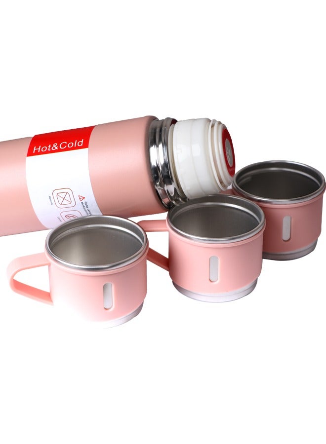 Vacuum Thermal Bottle Flask 500ml Set Double Layer 3 cups