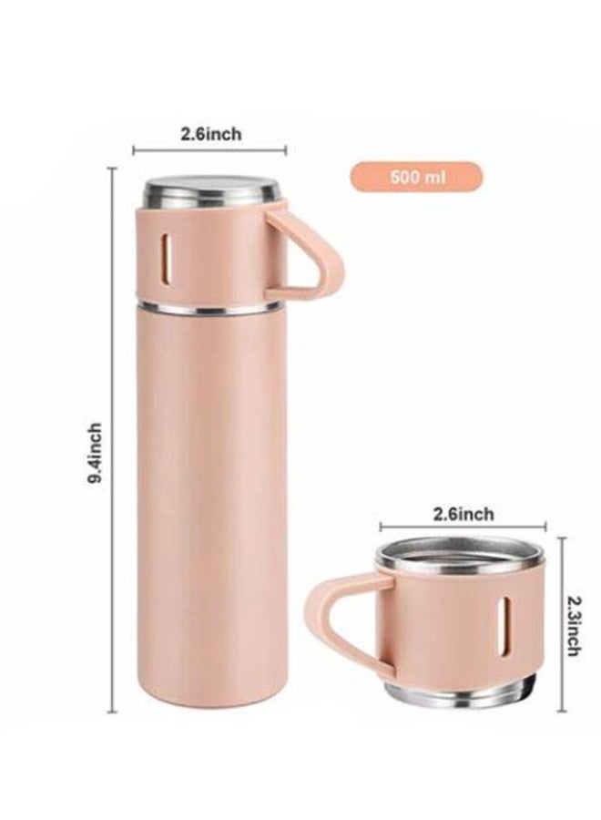 Vacuum Thermal Bottle Flask 500ml Set Double Layer 3 cups