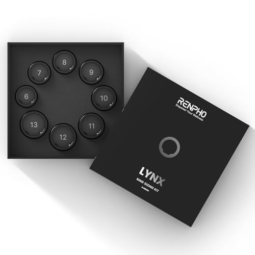 RENPHO Ring Sizing Kit for Lynx Smart Ring, Sample Ring Sizer, Find Your Size with Measurement Tool Set (Tar Black, Size 6-13) - Image 1