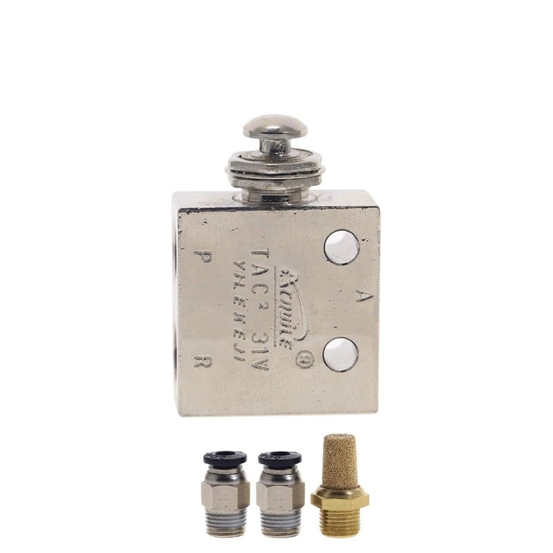 صمام هواء ميكانيكي هوائي ذو وضعين و3 مسارات 1/8 بوصة PT مع مفتاح ضغط زرّي وتركيبات 4 مم - Image 2