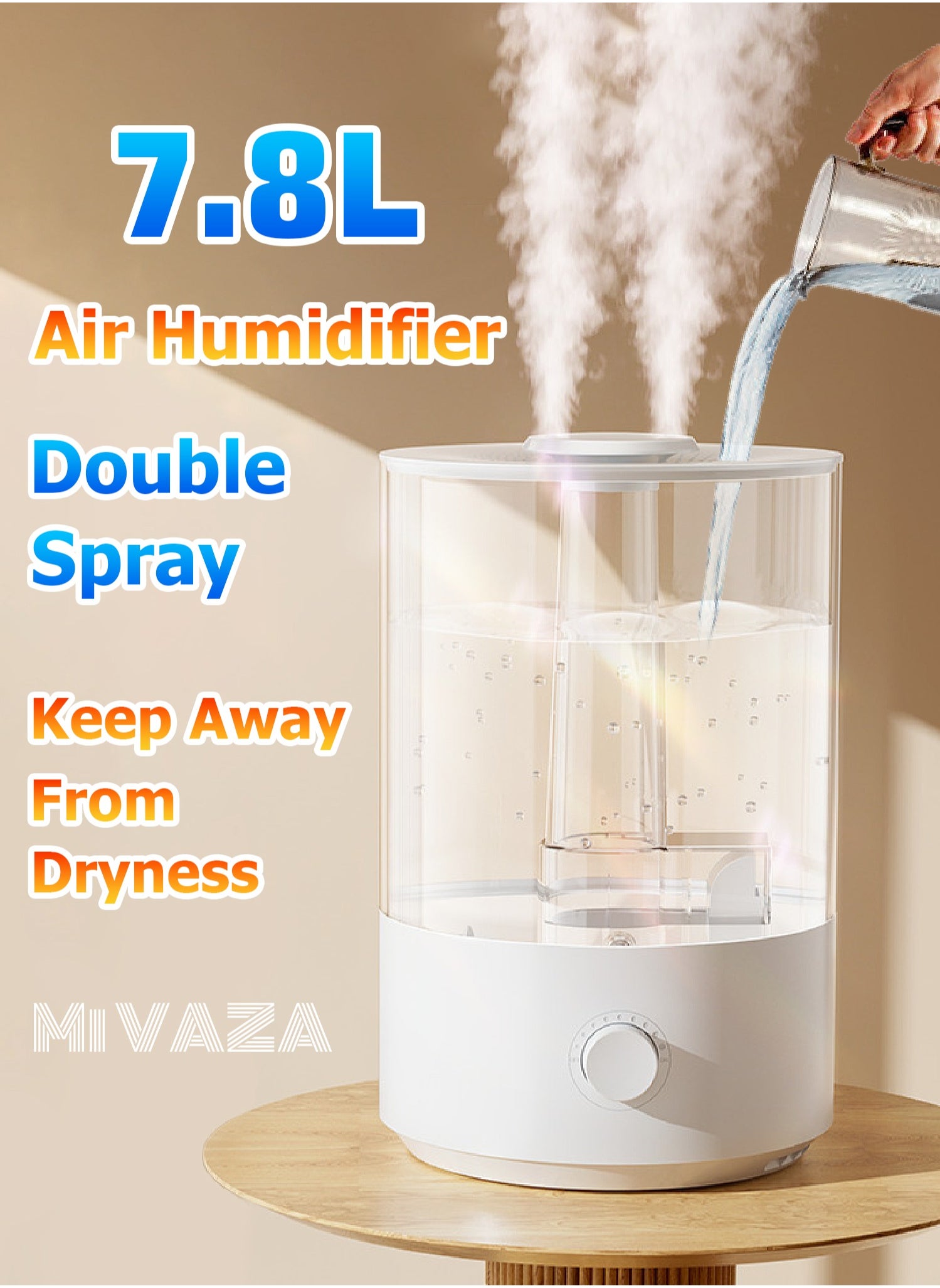 Mi VAZA 7.8L Double Spray Air Humidifier - Large Capacity Essential Oil Diffuser - Moisturizing Machine - Fragrance Diffuser 