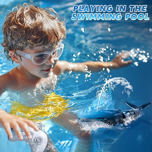WATUDOU Remote Control Whale Shark Toys for Boys Kids 118 Scale High Simulation Shark for Pool 24Ghz Electric RC Shark Boat Fish Toys with Light Spray Toy Shark Gifts for 6 7 8 9 Year olds Kid Boy Girl - Image 5