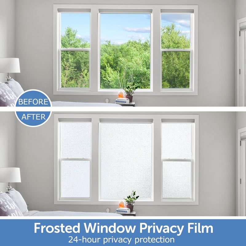 HIDBEA Frosted Window Privacy Film - Non Adhesive Static Cling Glass Stickers Sun UV Blocking Heat Control Door Covering Decals for Home Office, 11.8 x 78.7 Inch - Image 2