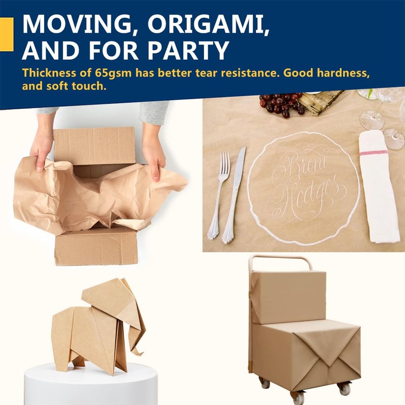 PH PERKHOMY PerkHomy Brown Kraft Paper Roll 17.5" x 1,200" (100') for Gift Wrapping Bulletin Board Craft Art Bouquet Flower Packing Moving Shipping Floor Covering Table 70GSM 50LB (Brown, 17.5" x 100') - Image 5