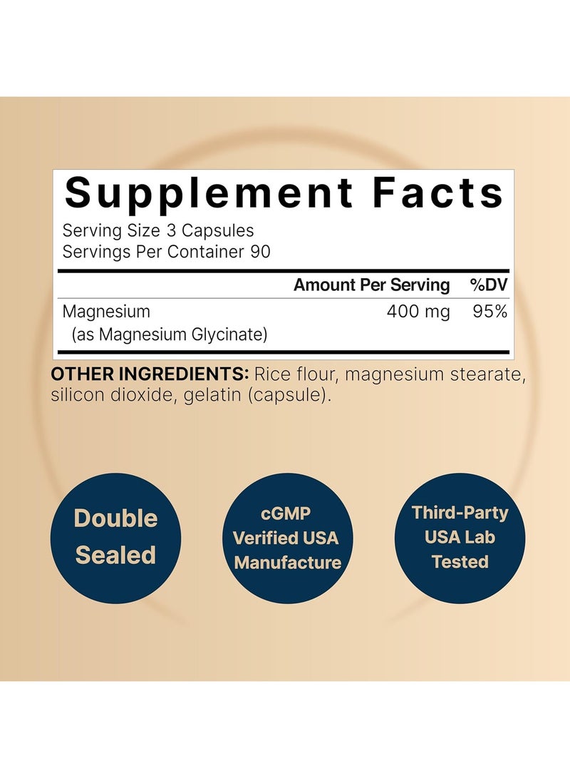 NatureBell Magnesium Glycinate 400mg Elemental, 270 Capsules | 100% Chelated for High Absorption | Supports Muscle, Bone & Heart Health | Non-GMO, Gluten-Free, Vegan - Image 2