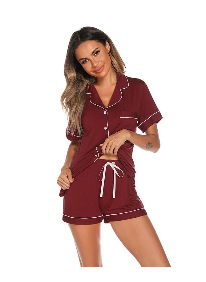 Loquat Women's Summer New Short Sleeve Shorts Comfortable Home Clothes Pajamas Set Sleepsuit  - Image 1