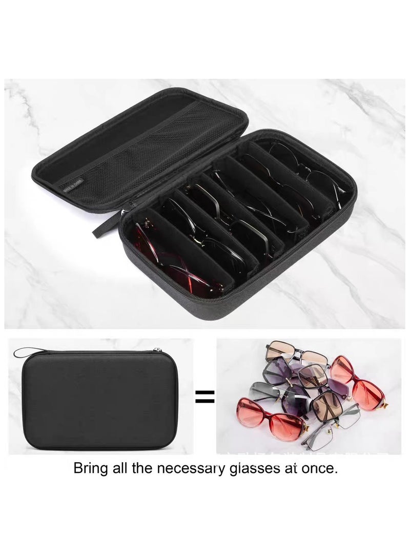حامل نظارات متعدد الاستخدامات بسبع فتحات | منظم سفر مع حزام حمل وجيب شبكي | لتخزين النظارات والنظارات الشمسية - Image 3