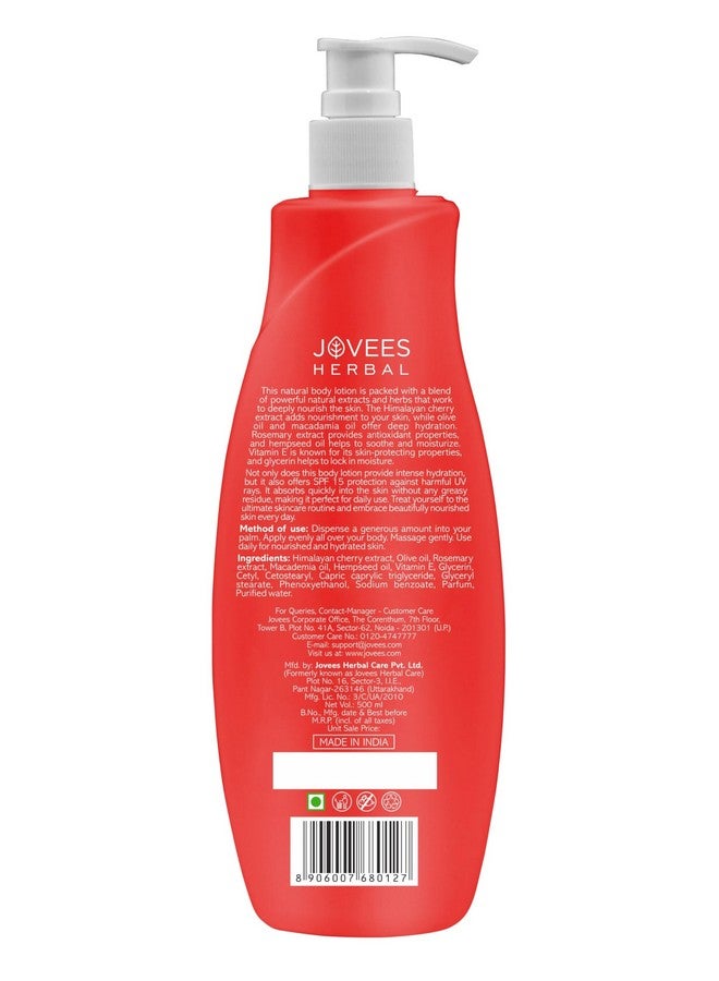 Jovees Herbal Himalayan Cherry Hand & Body Lotion For Hydrates & Moisturise For All Skin Types 500ml - Image 2