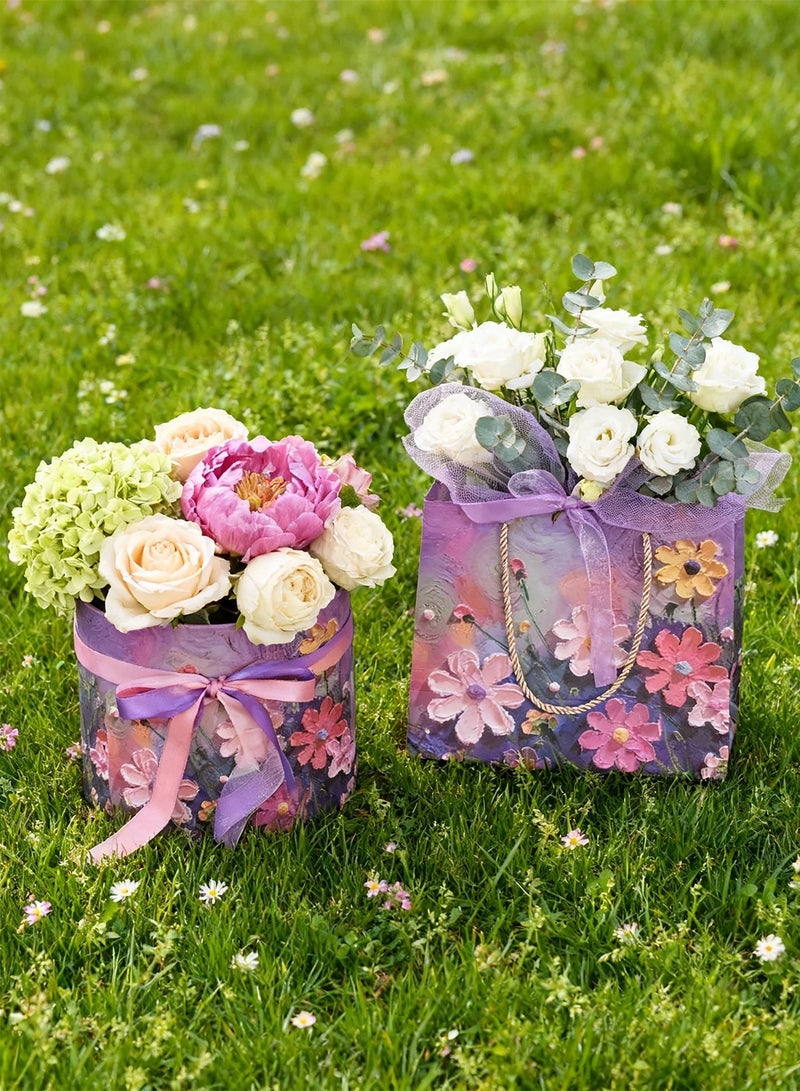 5 Pcs Gift Bag Set,Oil Painting Favor Gift Paper Bags with Handles and Bow Ribbon, 35*32*15cm Waterproof Large Size Colorful Craft Paper Gift Bags for Presents,Birthdays, Mother's Day,Weddings, Party - Image 4