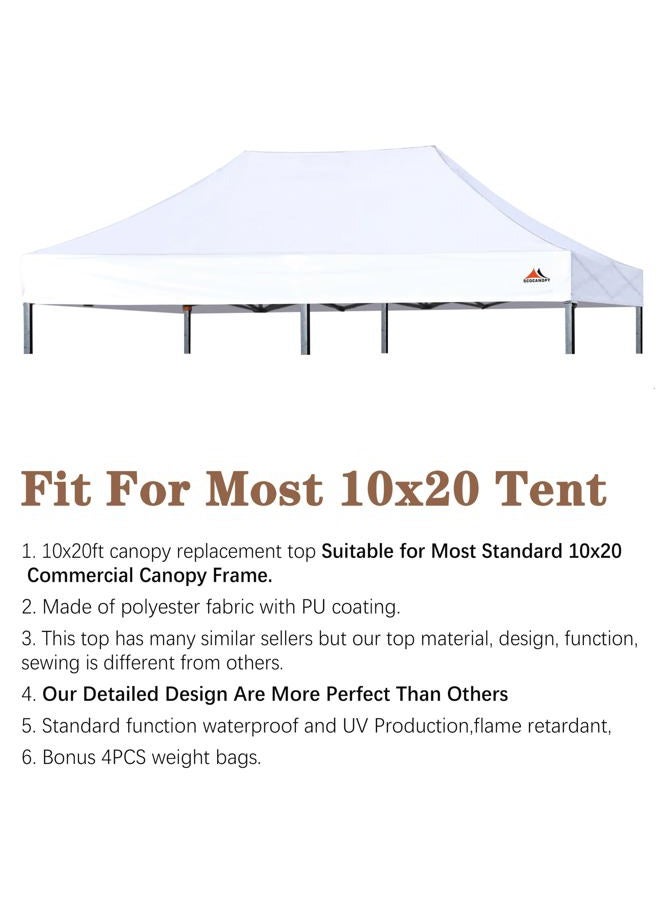 SCOCANOPY Commercial 10x20 Canopy Replacement Canopy Top,Canopy Cover ONLY,Bonus 4 Pack Weight Bag (White) - Image 2
