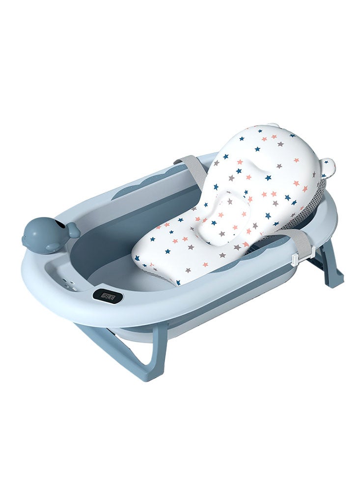 بيرفيي حوض الاستحمام القابل للطي للرضع، حوض الاستحمام القابل للطي للطفل، حوض الاستحمام للرضع مع وسادة ناعمة وميزان حرارة لاستشعار درجة الحرارة، وحوض الاستحمام للأطفال - Image 1