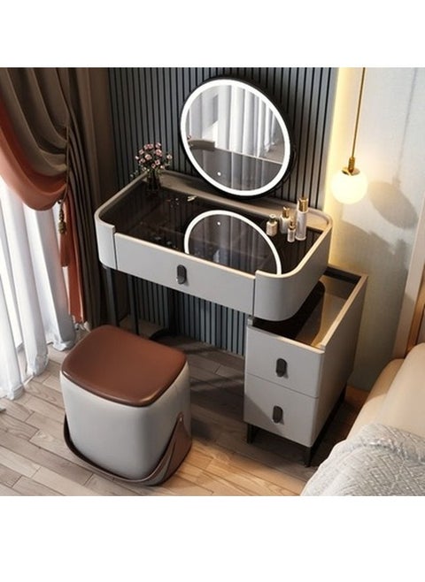 Makeup Vanity Table Dressing Table Flip Mirror With Drawers And Chair 70 CM