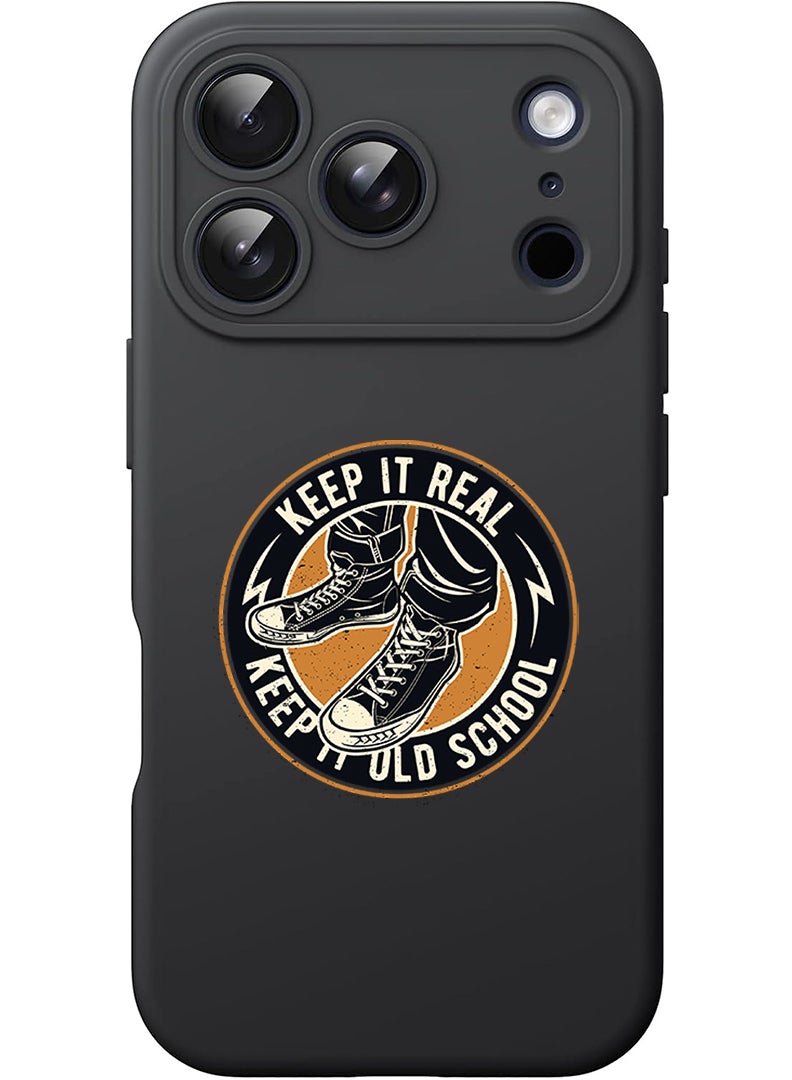 Theodor Protective Slim Fit Case Liquid Silicone Cover with Full Body Protection Anti-Scratch Shockproof Case For Apple iPhone 17 Pro Max (Black) Old school - Image 1