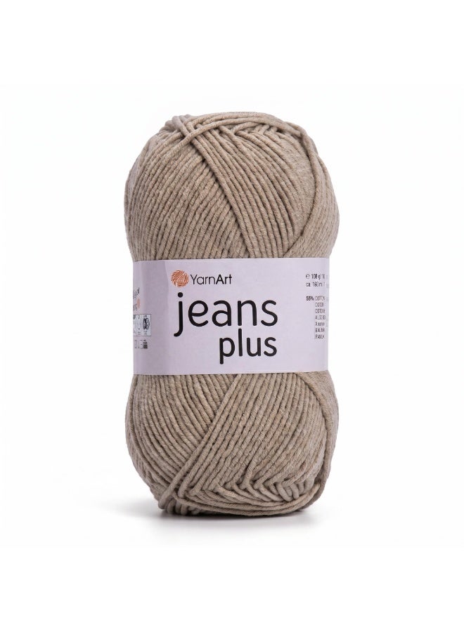 YarnArt Jeans Plus Yarn, Light Brown (Color 48), Cotton-Acrylic Blend, 100g/160m - Image 1