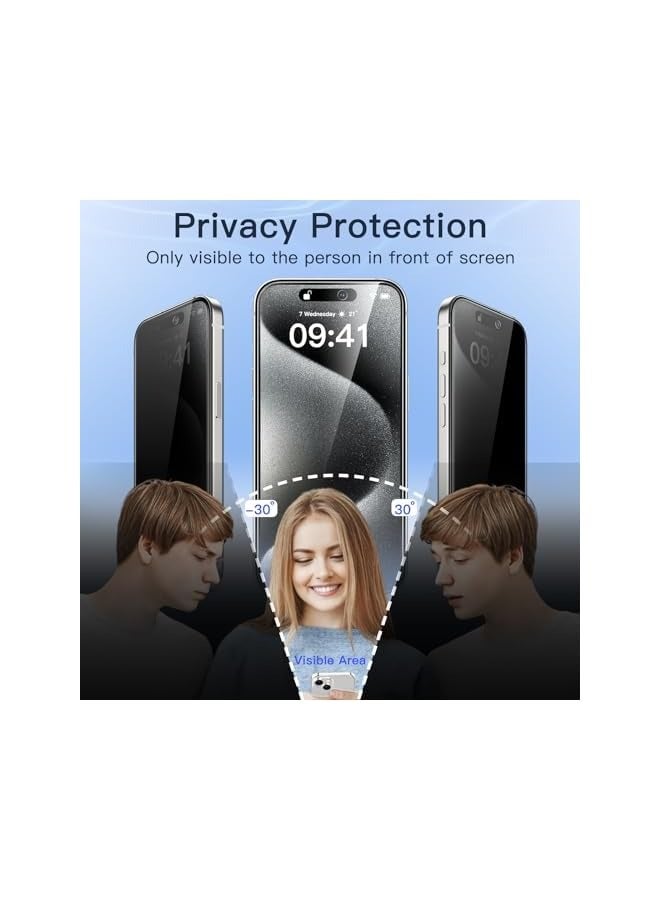 JETech Privacy Screen Protector for iPhone 15 Pro 6.1-Inch, Anti-Spy Tempered Glass Film with Easy Installation Tool, 2-Pack - Image 4