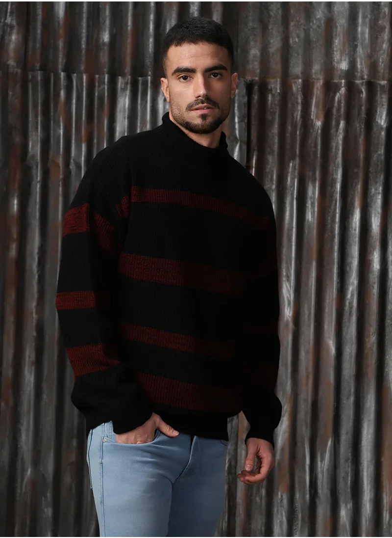 HIGH STAR Men's Multicoloured 100% Acrylic Solid Relaxed Fit Sweater