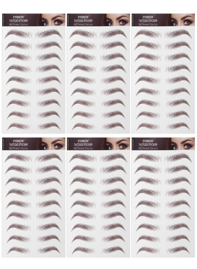 Sibba 4D Hair-Like Eyebrow Tattoos Stickers 6 Sheets Brown Waterproof Temporary Brow Colors Transfers Sticker Peel Off for Eye Makeup Supplies Grooming Shaping Women Girls - Image 3