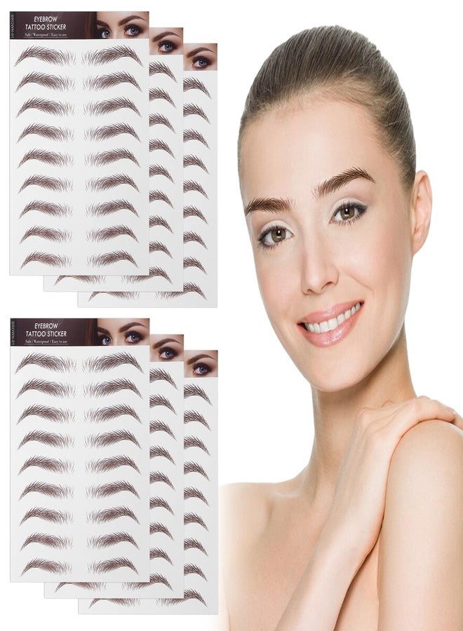 Sibba 4D Hair-Like Eyebrow Tattoos Stickers 6 Sheets Brown Waterproof Temporary Brow Colors Transfers Sticker Peel Off for Eye Makeup Supplies Grooming Shaping Women Girls - Image 2