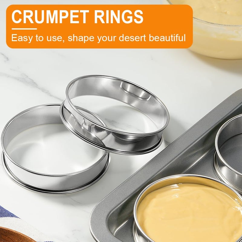 ARRITZ 4inch English Muffin Rings, 6pcs Double Rolled Stainless Steel Crumpet Tart Rings for Baking - Image 3