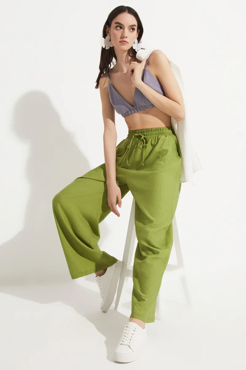 جون Loose Trousers with Elastic Waist