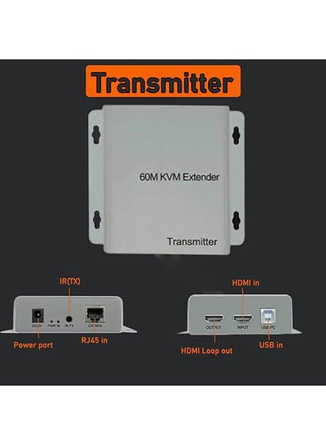 امتداد HDMI KVM USB - عملي وسهل الاستخدام بدقة 1080P 60Hz - يدعم التحكم IR ولوحة مفاتيح وفأرة - مثالي للاستخدام اليومي - Image 2