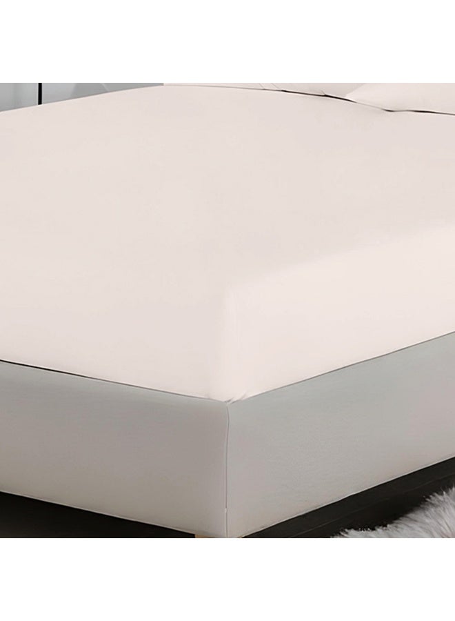 Rest 3-Piece Ivory Plush 200x200+30cm Fitted Bedsheet Set Includes 1 Deep Pocket Fitted Bedsheet and 2 Pillow Covers, Breathable and Machine Washable  - Image 2