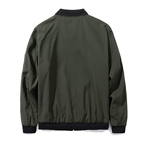 URBANFIND Men's Slim Fit Lightweight Sportswear Jacket Casual Bomber Jacket US 2XL Army Green - Image 3