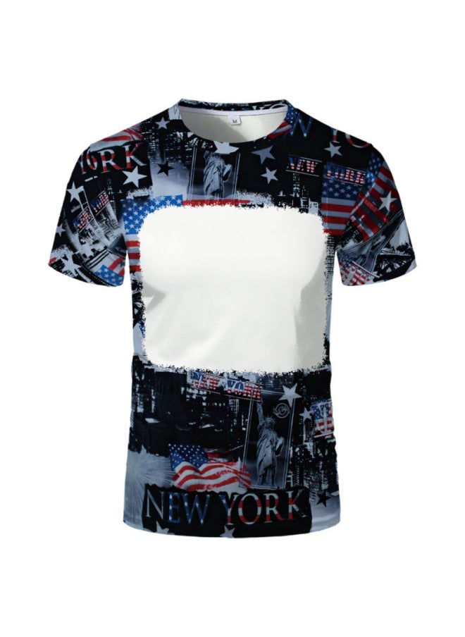 Summer American Style Custom Blank Crewneck T-shirt Polyester Sublimation Heat Transfer T-shirt US Size-Color:TSM08769US-Size:2XL