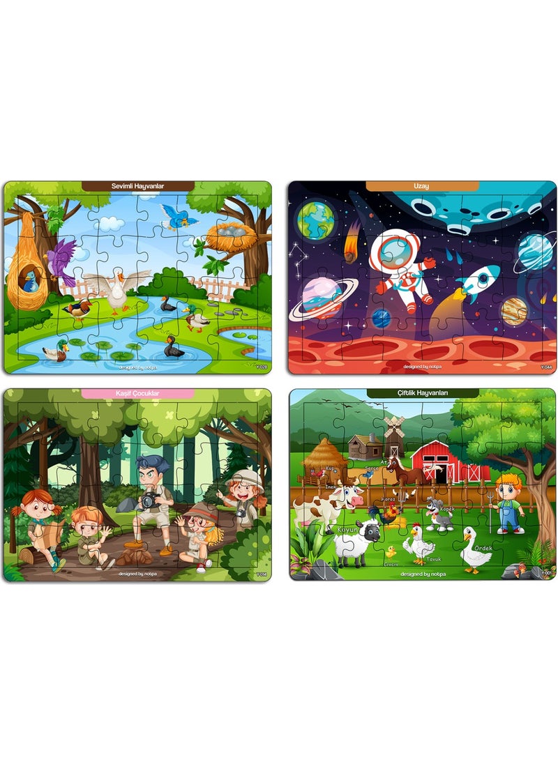 KutuTR Notpa Educational and Tutorial Wooden 24 Piece Colorful Puzzle Set of 4 for Children 7  - Image 2