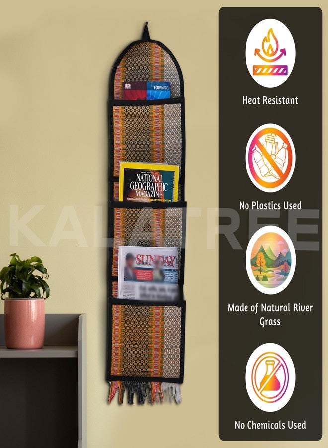 KalaTree River Grass Wall Organizer for Home Decor | Handwoven Magazine & Letter Holder | 3 Pockets, Foldable Elegant | Eco-Friendly Korai Grass - Image 4