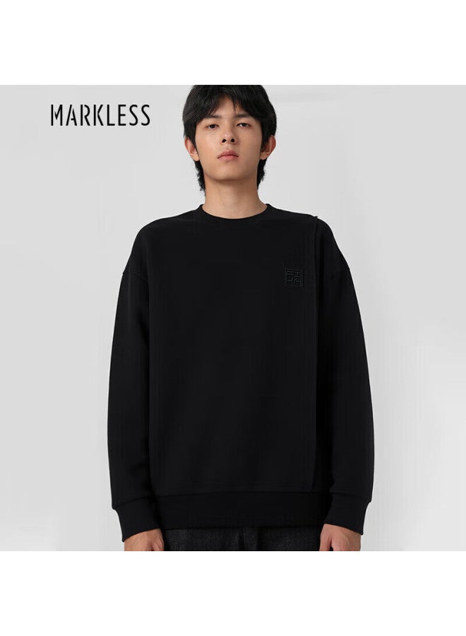 Markless Men's Autumn Winter Five-needle Loose Long Sleeve T-shirt Casual Jacket Wyb2418m Starry Black M - Image 1