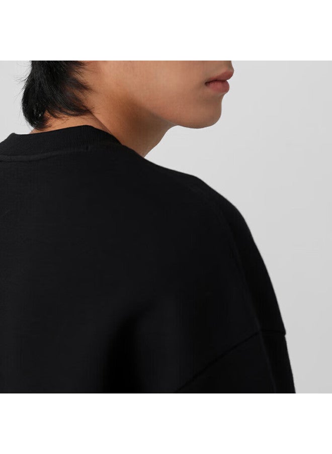 Markless Men's Autumn Winter Five-needle Loose Long Sleeve T-shirt Casual Jacket Wyb2418m Starry Black M - Image 2