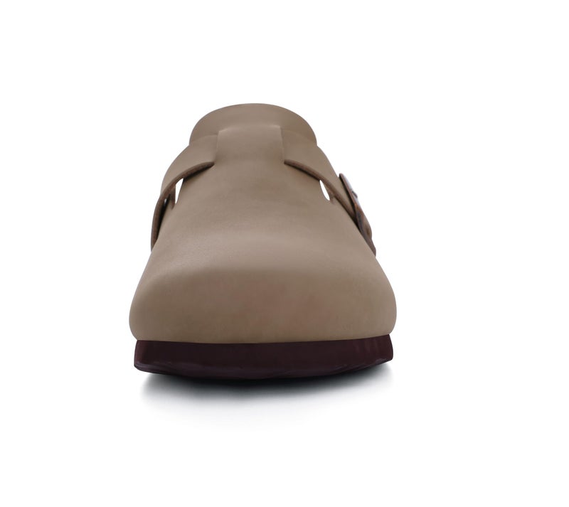 KIDMI Unisex Vegan Suede Clogs Leather Mules Womens Mens Cork Footbed Potato Shoes with Arch Support, Taupe, Size 40 - Image 4