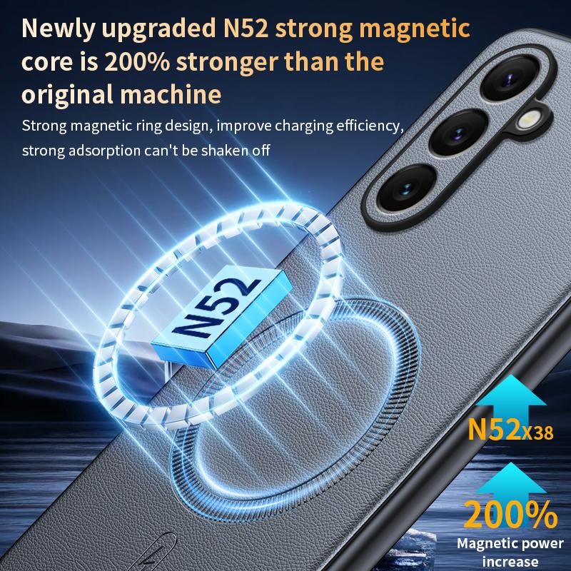 إيروريكس جراب هاتف مقاوم للصدمات من الجلد العادي MagSafe لهاتف Samsung Galaxy S24 5G (أسود) - Image 3