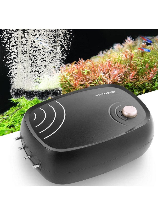 HITOP 10W Powerful Aquarium Air Pump: 4-Outlets 320GPH Air Pump for Fish Tank, Quiet Aquarium Aerator with Completely Accessories, for Tank/Hydroponic/Pond Oxygenation - Image 1