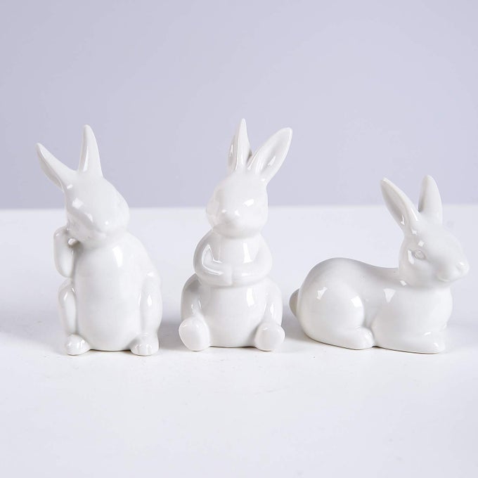 GOODSTART Easter Bunny Figurine Ceramic Bunny Rabbits Porcelain Modern Art Spring Home Decor Easter Decorations Rabbit Figurines Decor